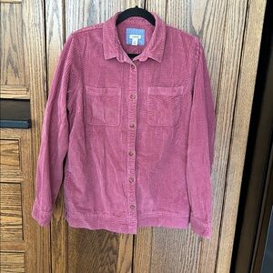 LL Bean Wide Wale Comfort Corduroy Shirt Jacket Shacket Pink